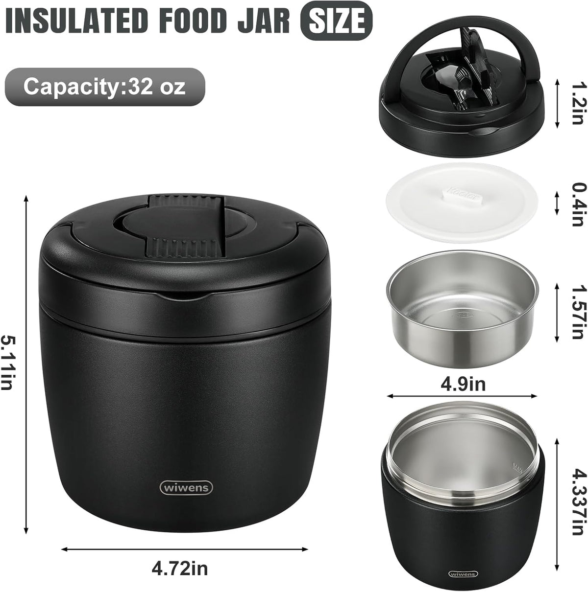 Thermo Food Jar for Hot Food 32OZ Soup Thermo Lunch Containers Wide Mouth – features