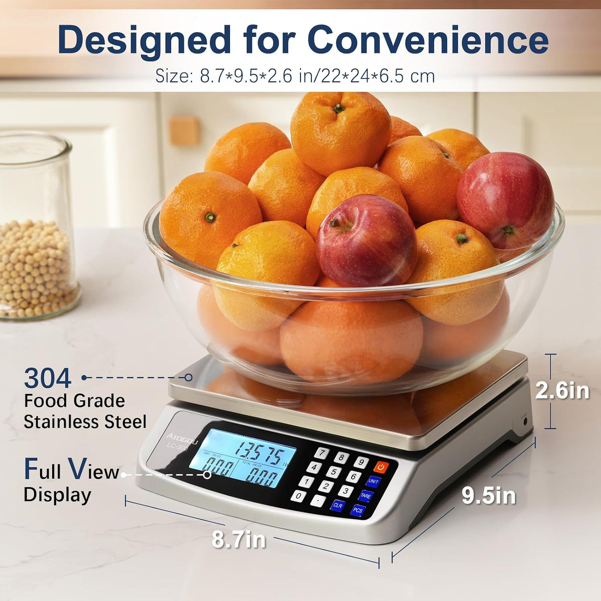 110lb Food Scale, Commercial Kitchen Scale with Price Computing – features