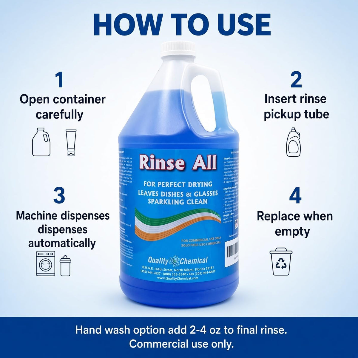 Rinse All Commercial Dish Rinse Aid - Perfect Drying, Sheeting Action, Less – alternate view