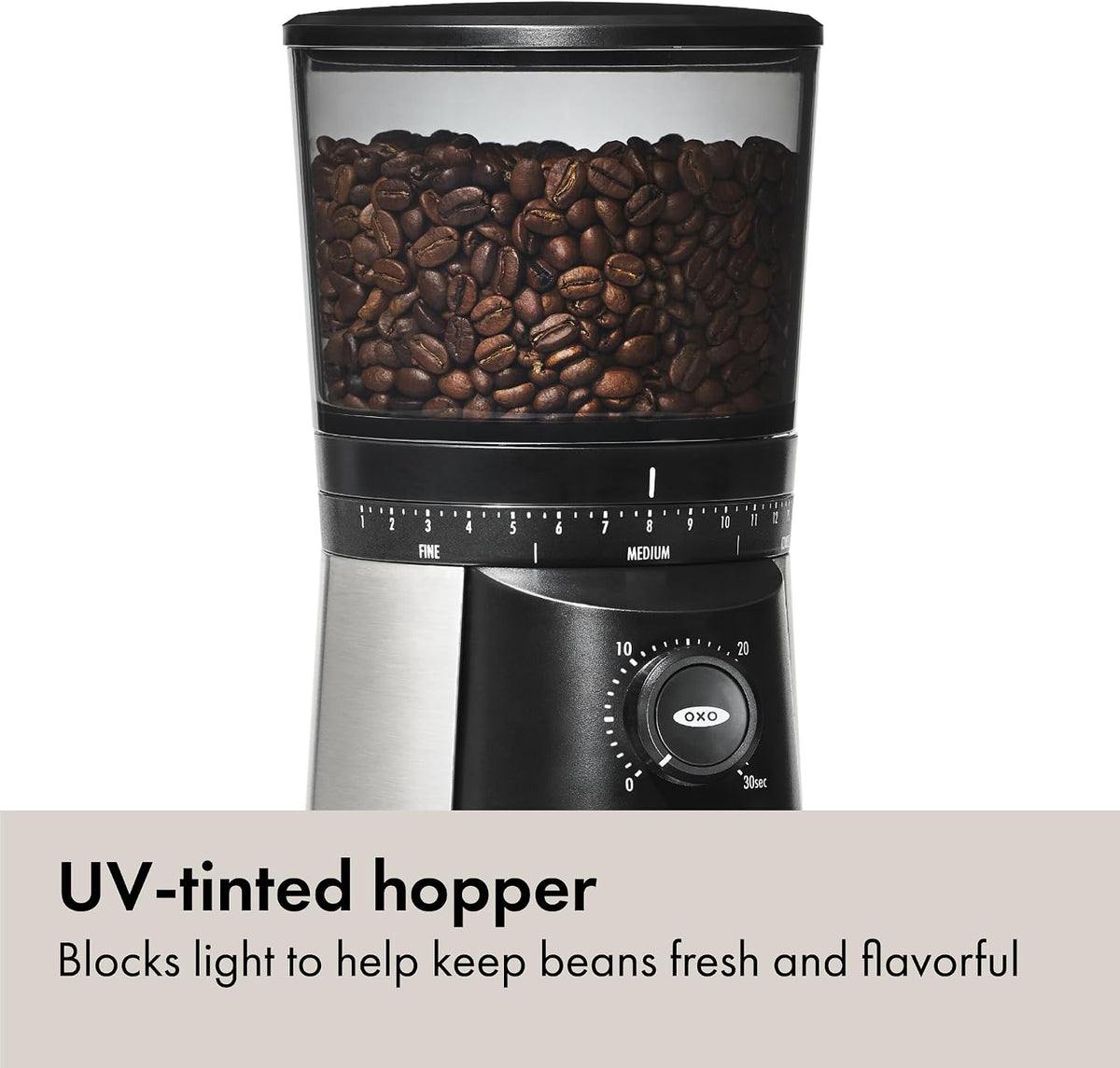 Brew Conical Burr Electric Coffee Bean Grinder - 12 Oz, Silver – features