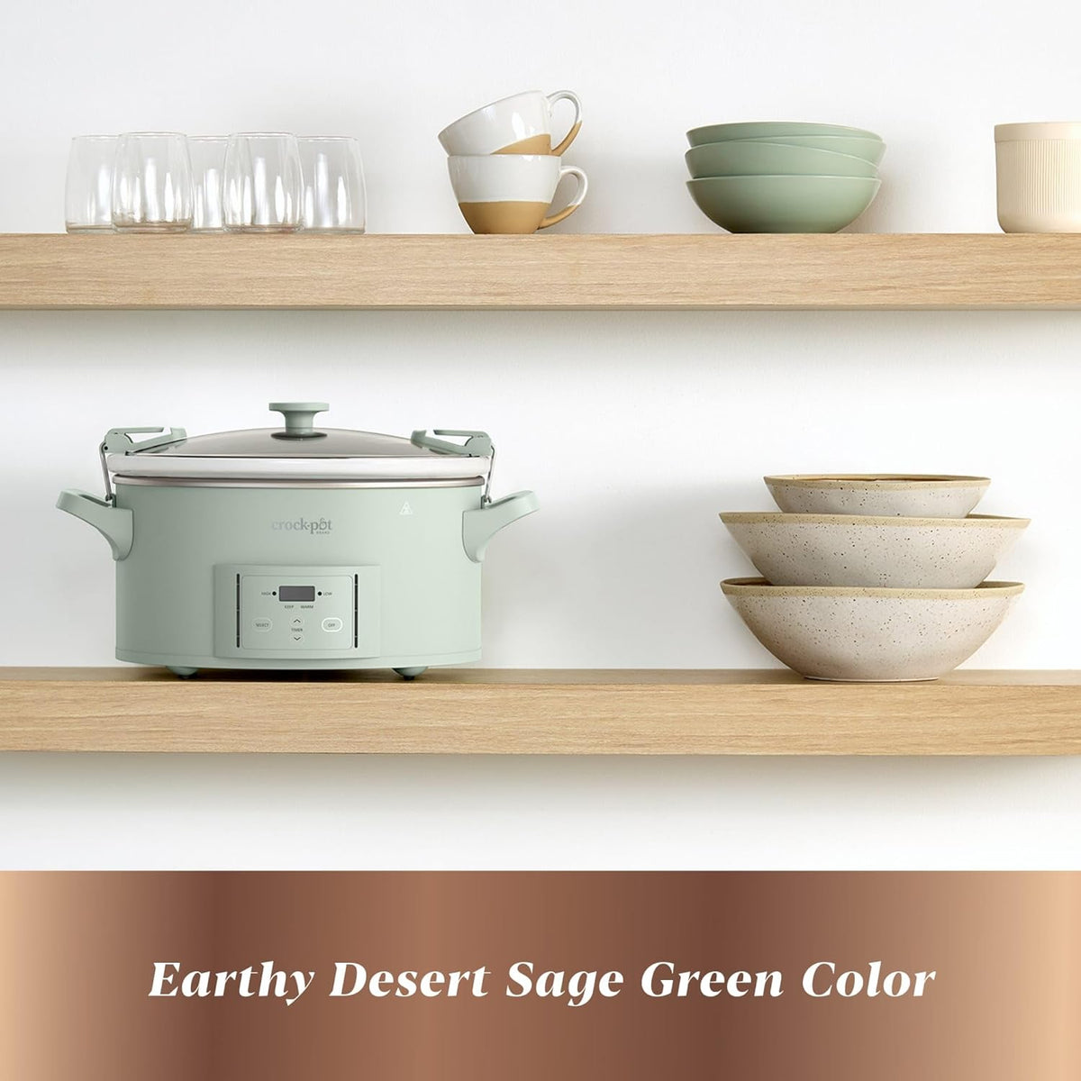 Design Series 7-Quart Programmable Slow Cooker, Desert Sage Green – detail