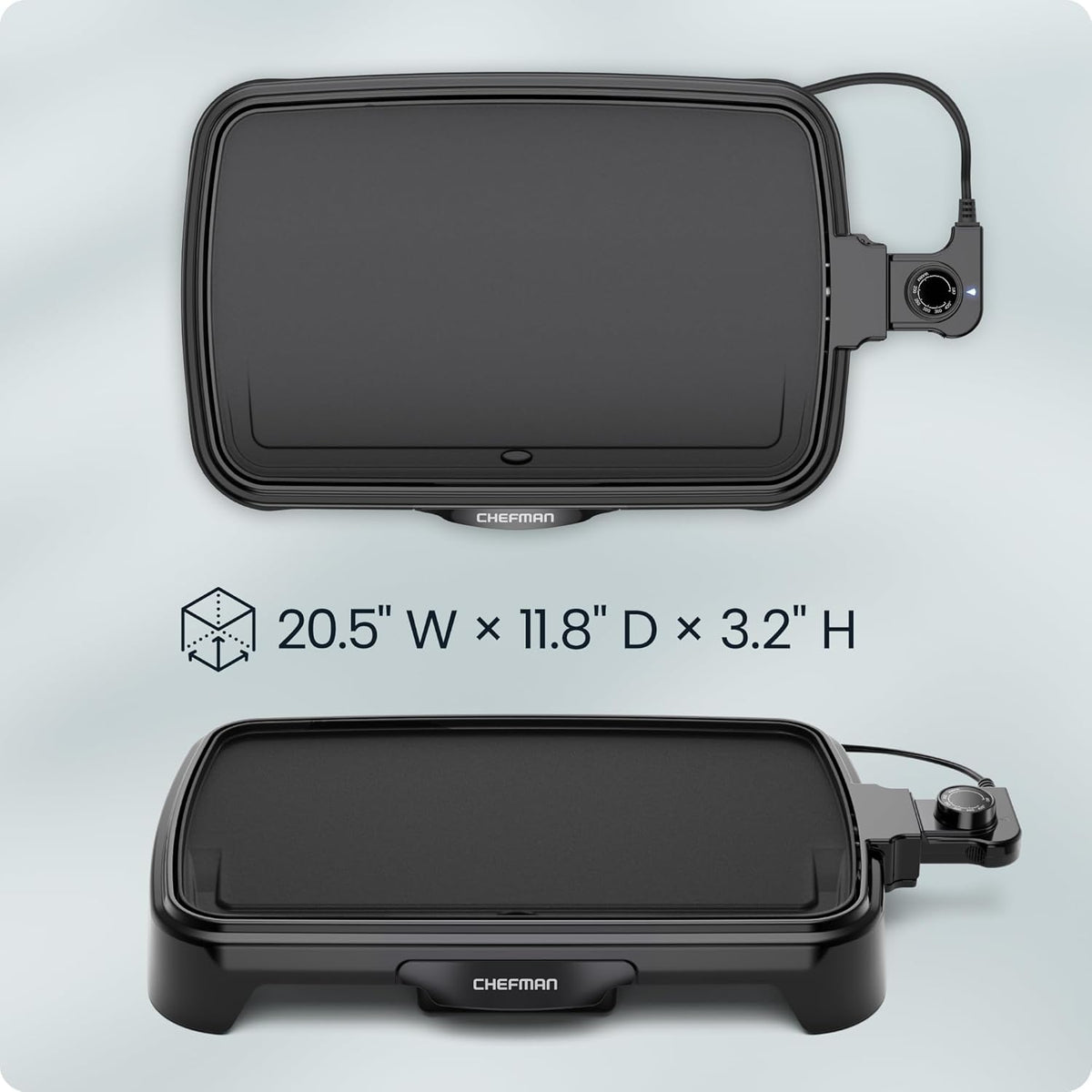 Electric Griddle with Removable Temperature Control, Immersible Flat Top Grill – size reference