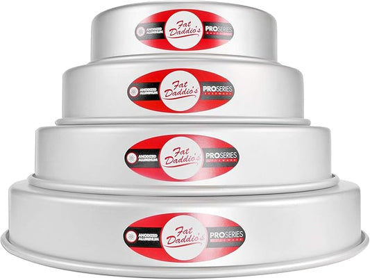 Fat Daddio's Anodized Aluminum 4-Tiered Even Round Cake Pan Set, 2 Inch Depth