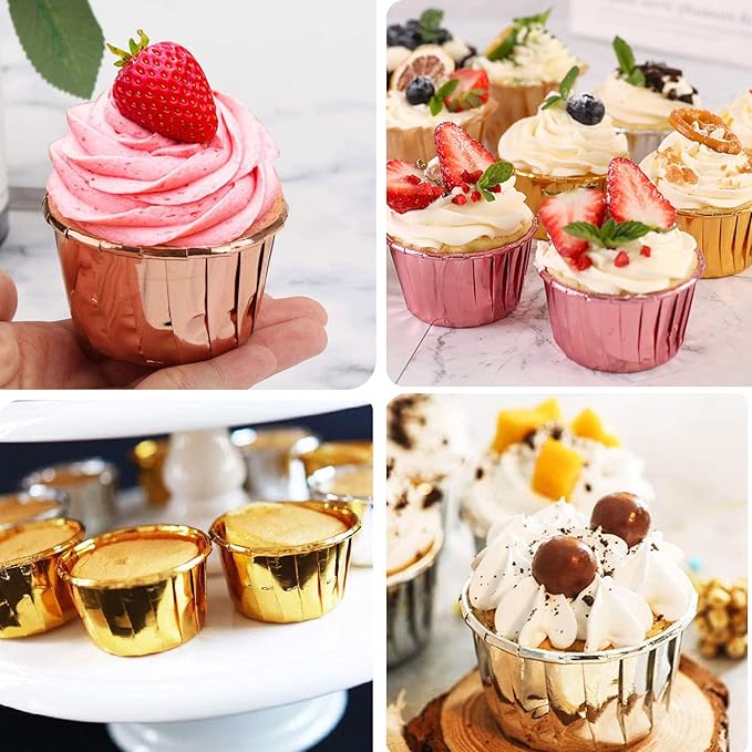 Baking Cups: 100 Mini Foil Liners with Clear Lids, Silver