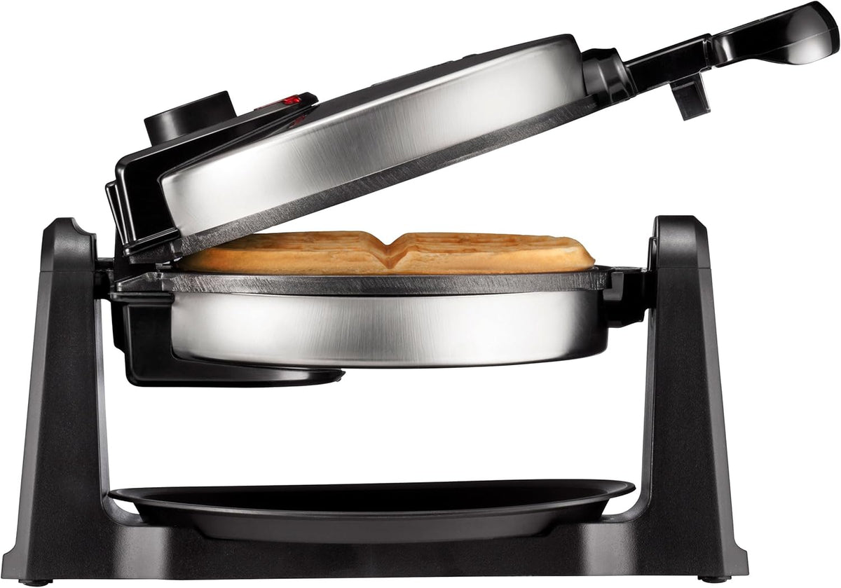 Rotating Belgian Waffle Maker, 180° Flip Iron w/ Non-Stick Plates, Adjustable