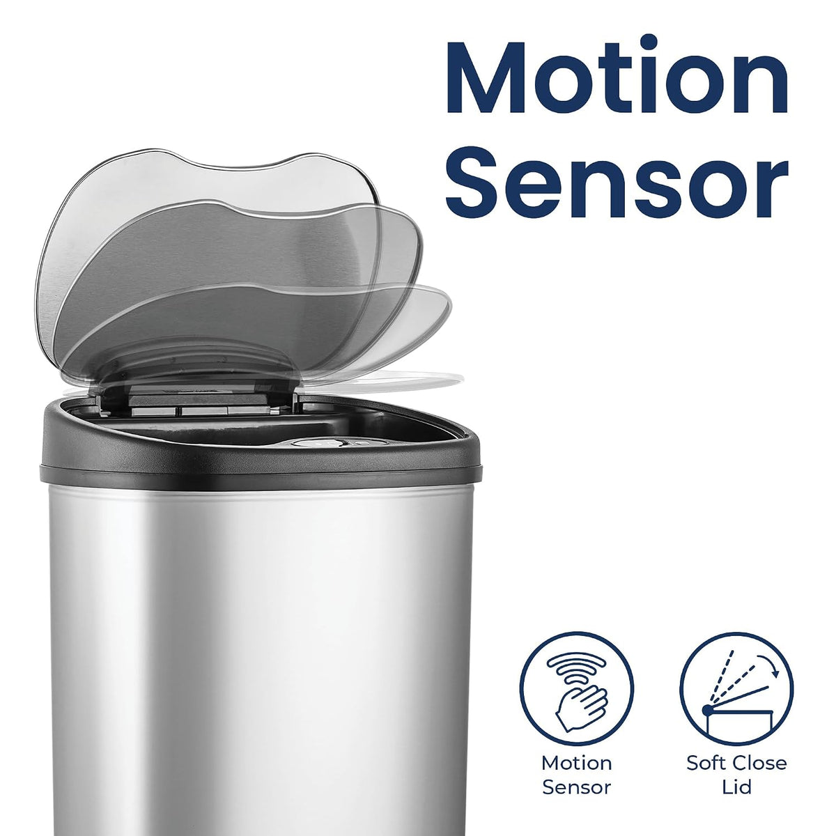 13 Gallon Oval Automatic Trash Can, 50L Touchless Motion Sensor Garbage Can – detail