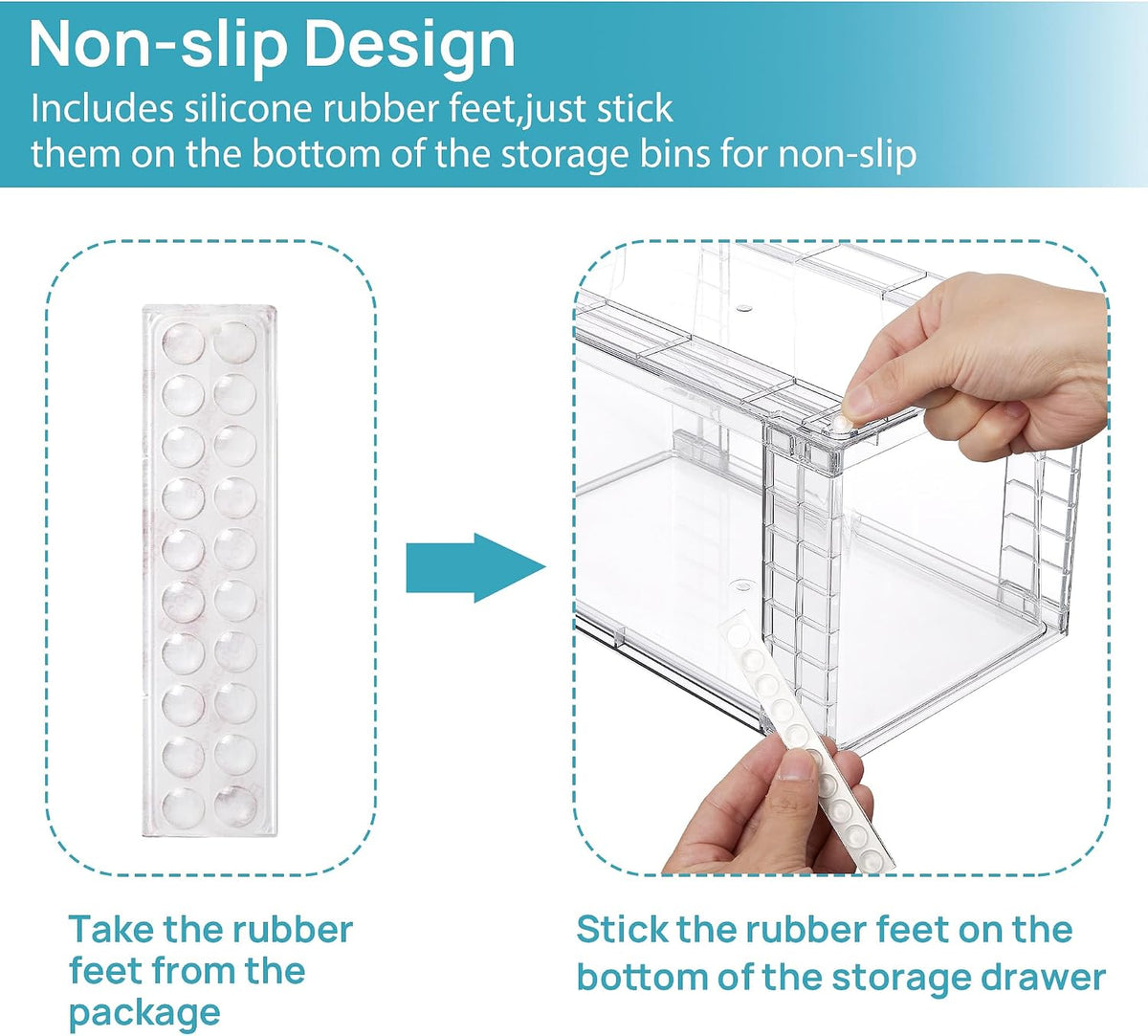 4 Pack Stackable Clear Pantry Storage Drawers, Large – set view