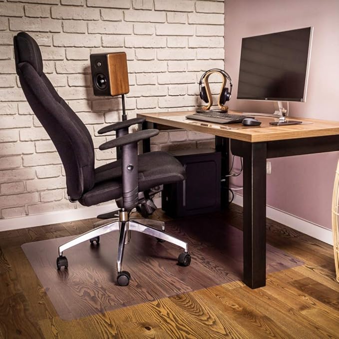 NECAUX Custom 56 x 100 Inch Frosted Table Cover Protector, 1.5mm Thick Wood Grain Transparent Table Pad Non-Slip Tablecloth Plastic Protective Pad for Dining Room Table Conference Table Meeting Table