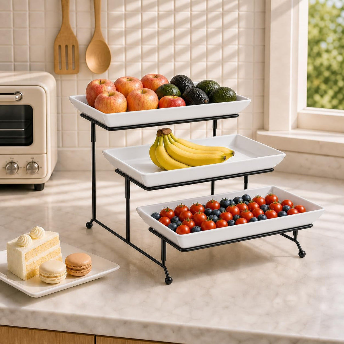 3 Tier Serving Trays, White Porcelain Serving Platters, 12 Inch – features