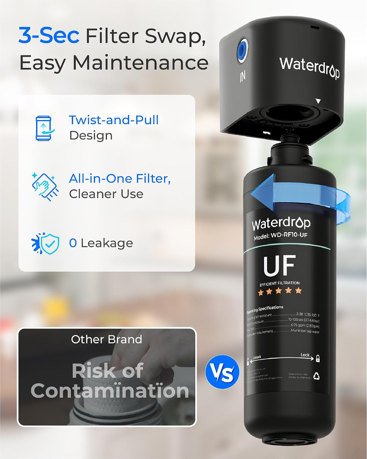 RF10-UF Water Filter Replacement for WD-10UA/10UA-UF/10UB/10UB-UF – alternate view