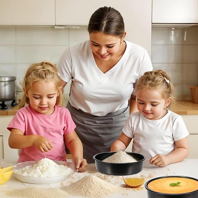 8 Inch Cake Pan Set of 3, Nonstick Baking Pans Set with 100PCS Pre-cut Parchment Paper for Layer Cakes, Durable Round Cake Pans Sets for Baking for Birthday Christmas, Dishwasher Safe