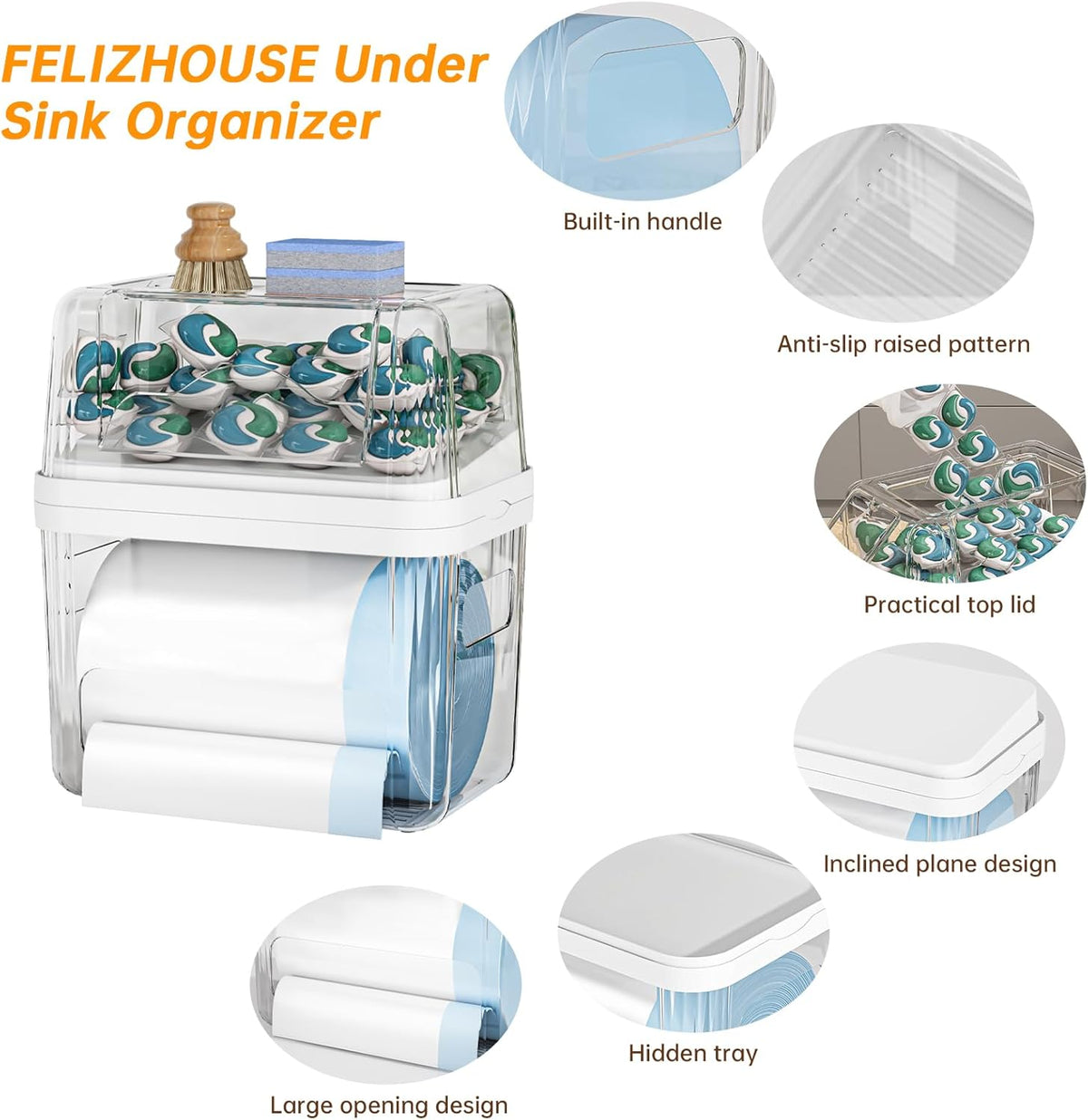 2-in-1 Trash Bag Holder Laundry & Dishwasher Pods Container,Garbage Bag – set view