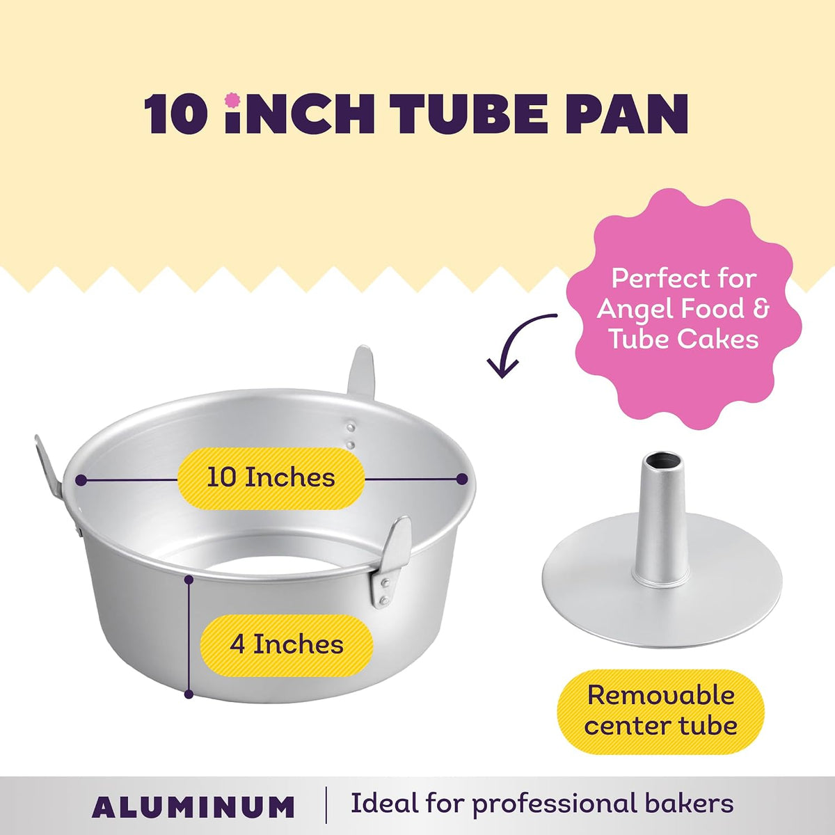 Aluminum Angel Food Tube Cake Pan, Made Without PFAS, 10 in. – close-up