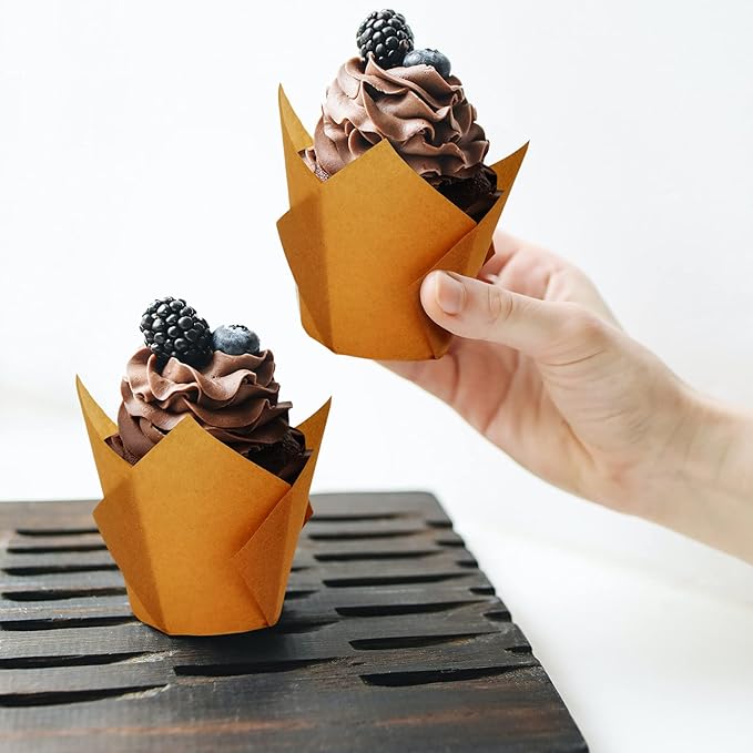 Baking Cups, 200 Count Brown Tulip Greaseproof Paper Liners