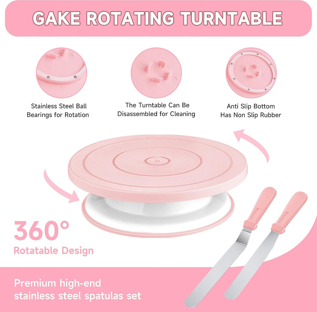 Cake Decorating Kit - Cake Turntable for Decorating with Baking Springform – close-up