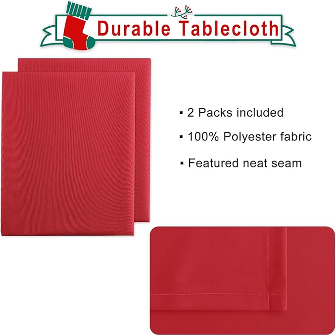 Rectangular Tablecloths 2 Pack Red Waterproof Polyester 60 x 102 Inch