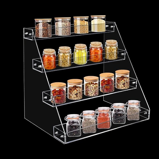 Spice Rack, 4-Tier Clear Acrylic Countertop Organizer