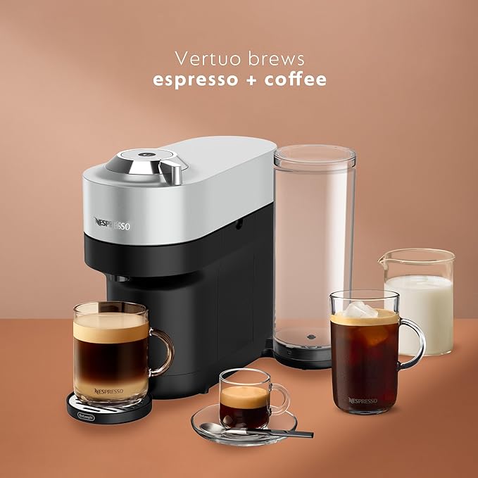 Nespresso Vertuo Pop+ Deluxe by De'Longhi with Aeroccino, Silver