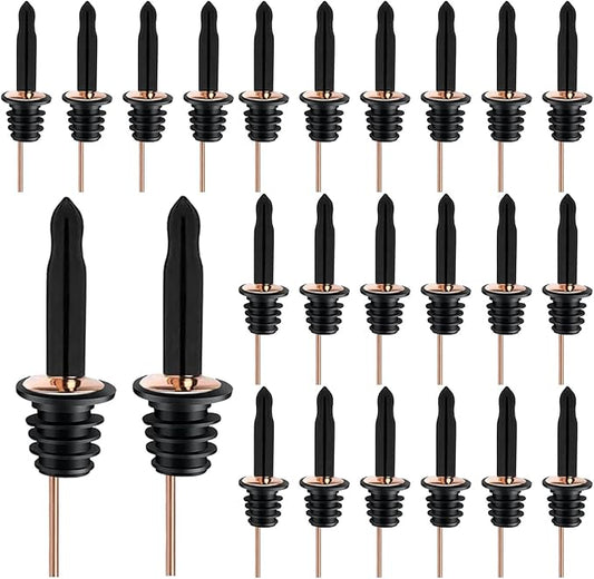 Pafusen 24 Pack Liquor Bottle Pourers, Liquor Pour Spout for Liquor Bottles, Stainless Steel Olive oil Dispenser Spout, Alcohol Pourer Dust Caps Long Covers, Rose Gold
