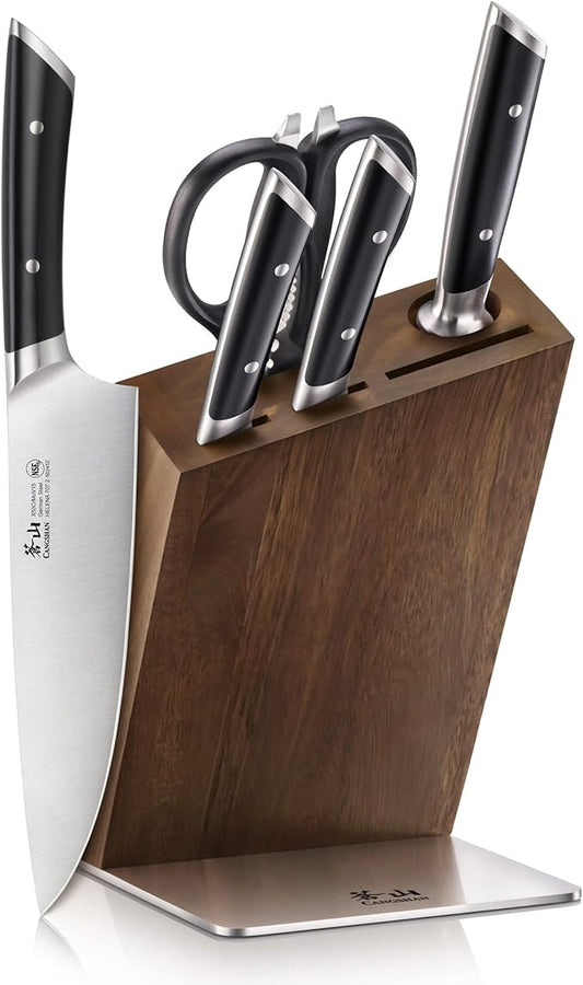 Cangshan HELENA Series German Steel Forged, HUA Knife Block Set (6-Piece, Black)