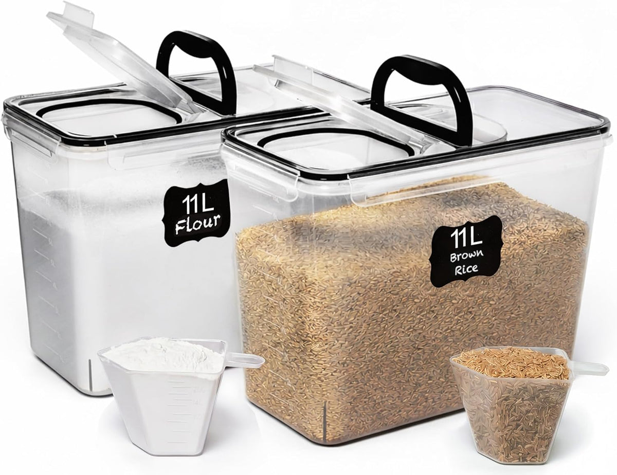2 PC (11L | 372 oz) Flour Sugar Storage Containers with Spout Lid & Easy Carry