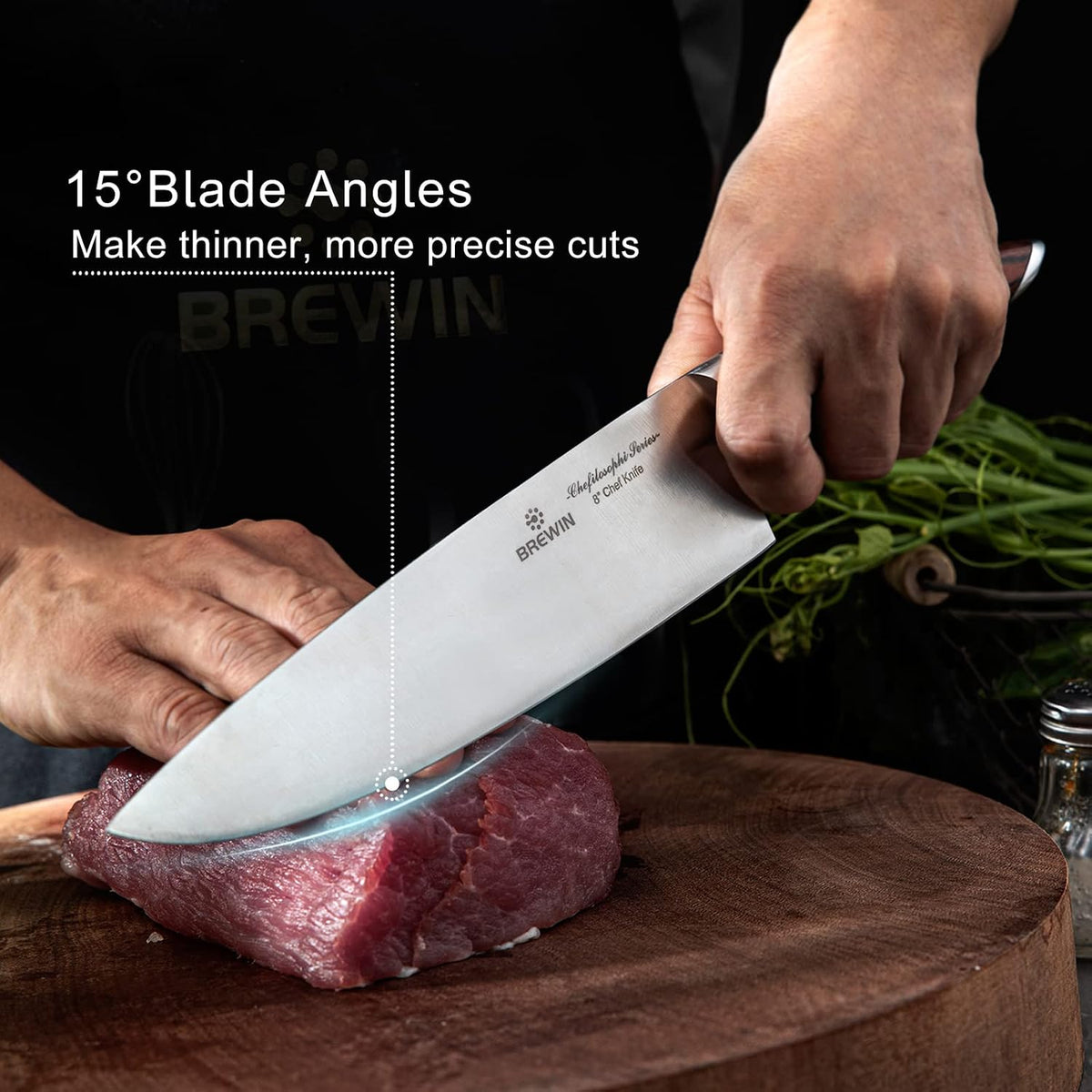 CHEFILOSOPHI Japanese Chef Knife Set 5 PCS with Elegant Red Pakkawood Handle – alternate view