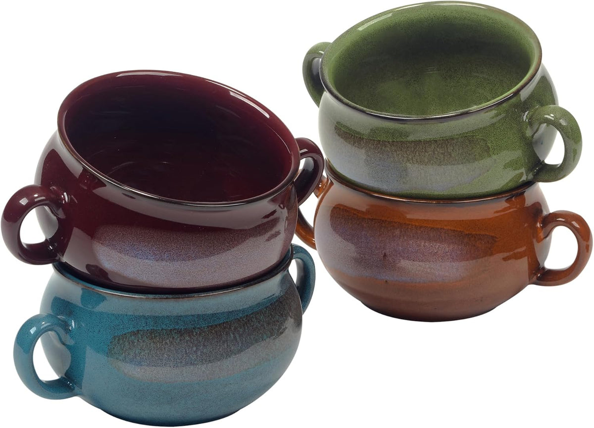 Stoneware 24oz Reactive Glaze Soup Crocks Set of 4: Perfect for soups, stews – detail