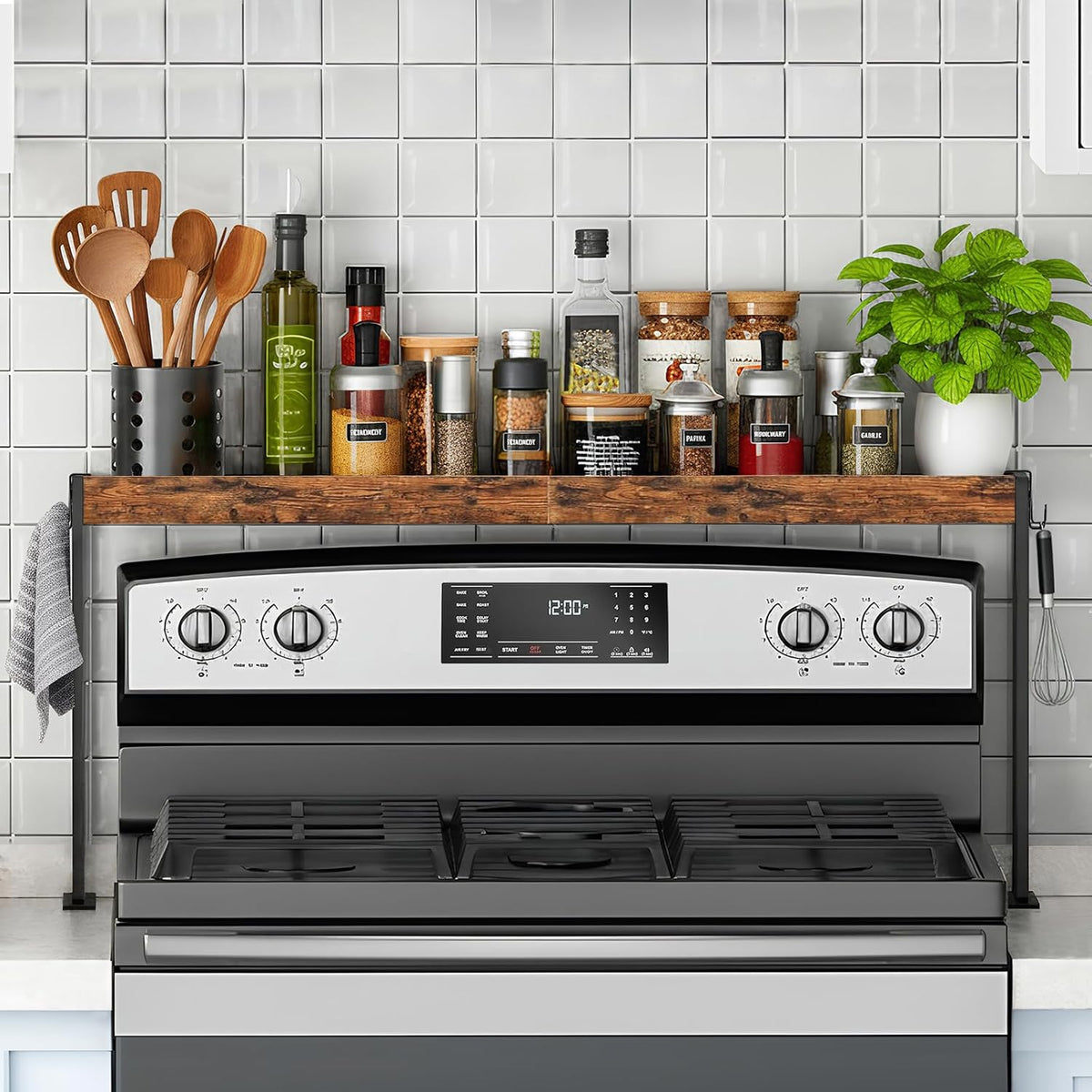 Spice Rack Shelf for 30-inch Kitchen Stove, Over the Stove Shelf with 4 Level