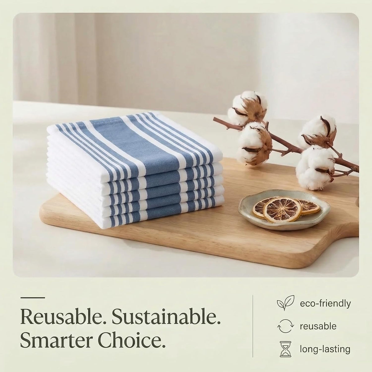 Kitchen Towels 100% Cotton Dish Towels for Kitchen (Set of 6) 20”x30” Dish – another angle