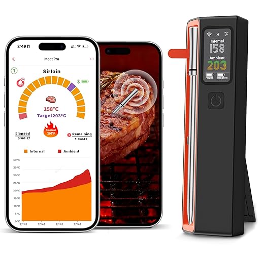 Wireless Bluetooth Smart Meat Thermometer with WiFi - High Accuracy ±0.5°F, Smart Base, 1 Probe with 6 Sensors, NIST Certified Accuracy, Long-Range for BBQ, Grill, Oven, Smoker, Rotisserie
