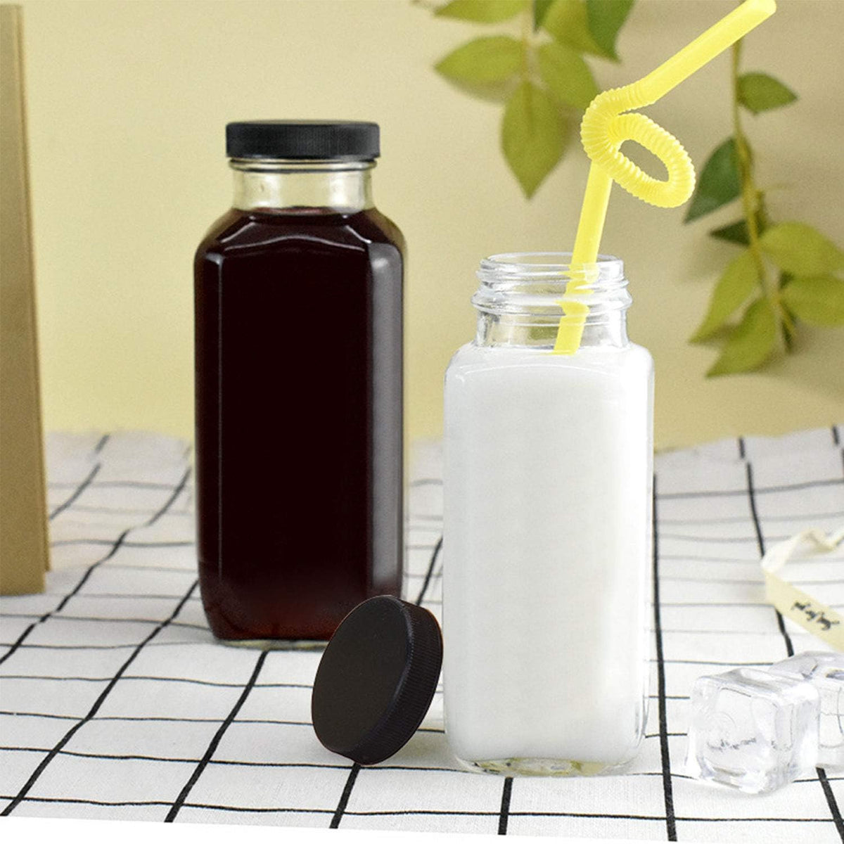 Vintage Water Bottles,Glass Drinking Bottles 16oz,Square Beverage 500ml – features