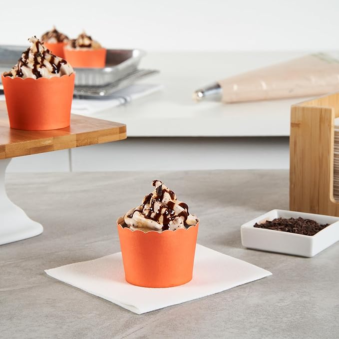 Baking Cups, 200 Count Orange Paper Cupcake Liners, Oven-Ready, Greaseproof