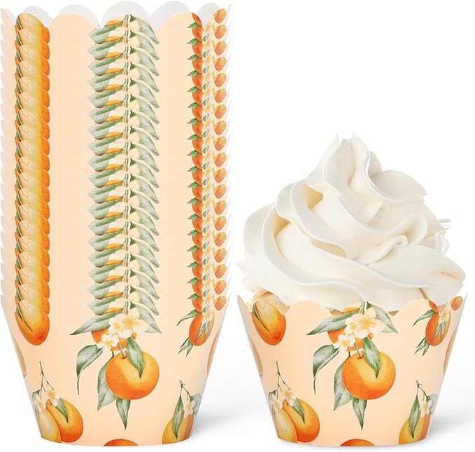 Baking Cups 36 Count Orange Watercolor Paper Cupcake Wrappers