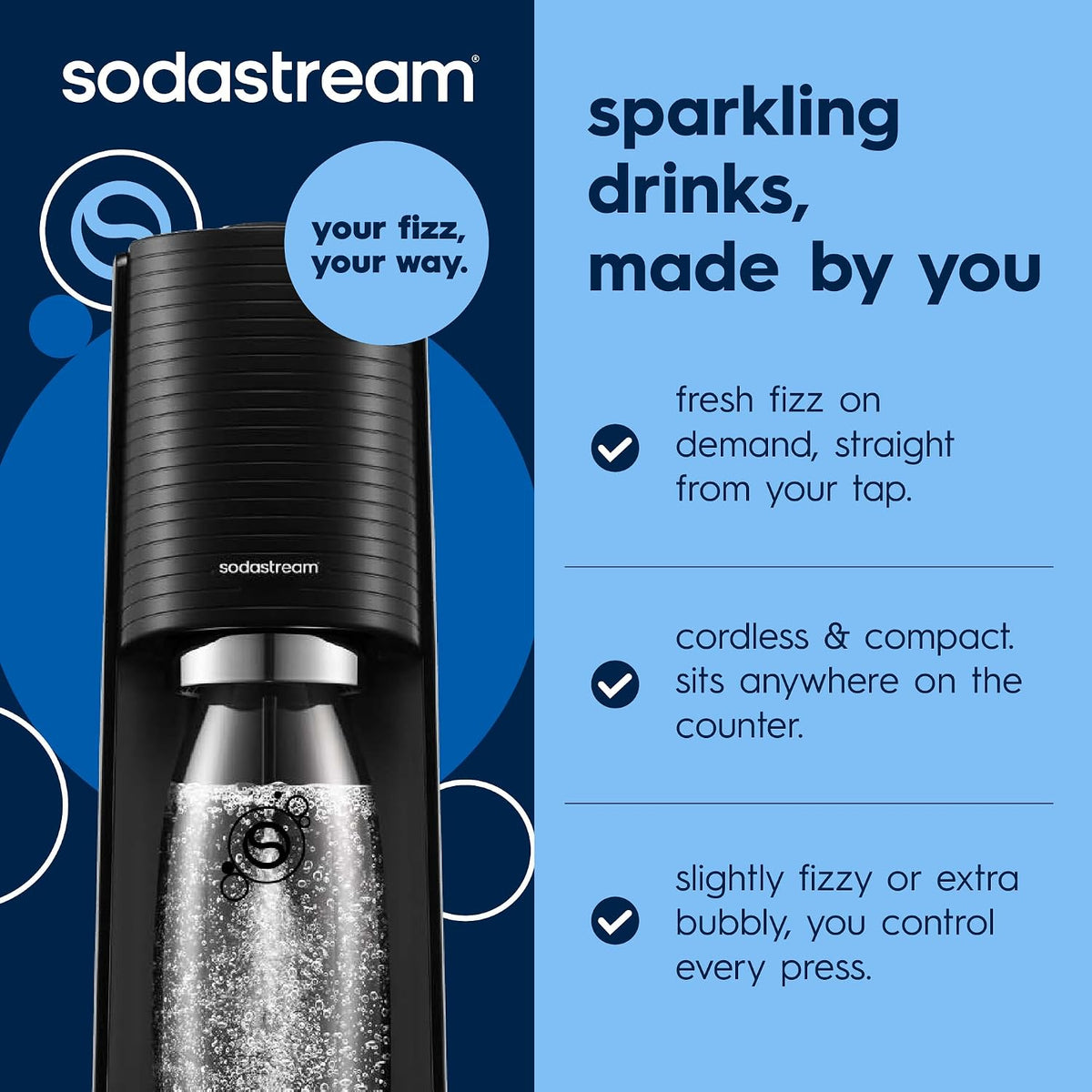 TERRA Sparkling Water Maker, Value Bundle, CQC CO2 System, Includes 2 Quick – close-up