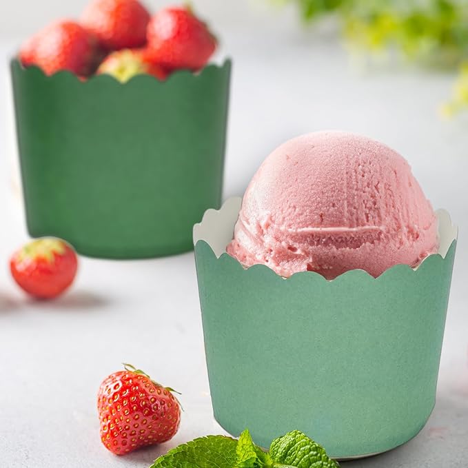 Baking Cups, 120 Count Sage Green Scalloped Paper Liners