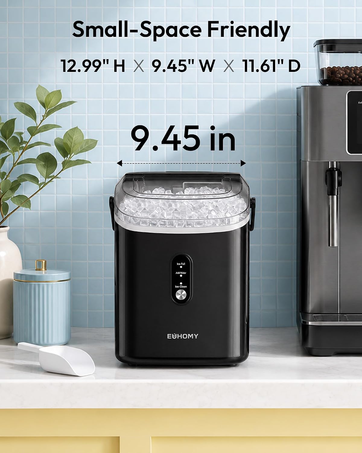 Nugget Ice Maker Countertop with Handle, Ready in 6 Mins, 34lbs Per Day – another angle