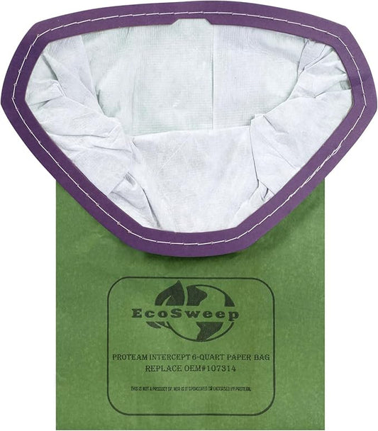 12Pack 107314 Backpack Vacuum Filter Bags Compatible with ProTeam 6 QT and ProTeam Vacuum Parts – Vacuum Bags for Vacuum Cleaner, Ideal Replacement Spence Vac Bags - Durable Vacuum Bags