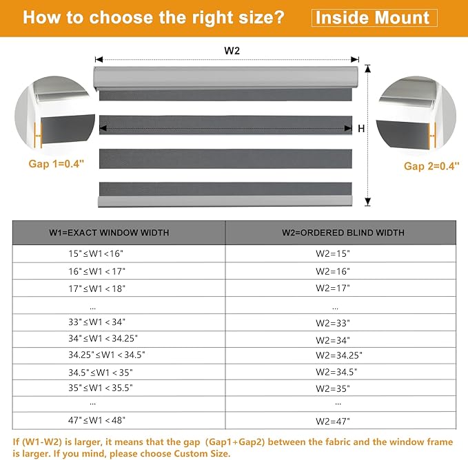 Persilux Cordless Zebra Blinds for Windows Free-Stop Roller Windows Shades (36" W X 64" H, Grey) Dual Layer Light Control for Day and Night, Light Filtering Sheer Shades for Home, Easy to Install