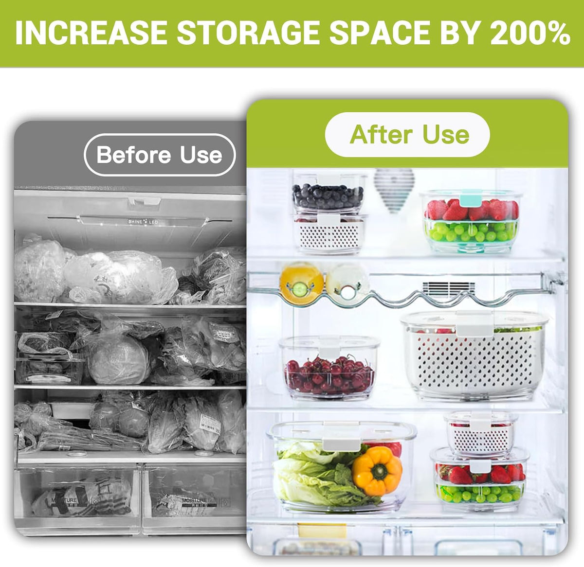Fresh Produce Vegetable Fruit Storage Containers 3Piece Set, BPA-free – detail