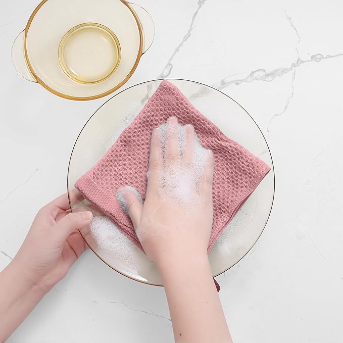 100% Cotton Waffle Weave Kitchen Dish Cloths – Dried Rose