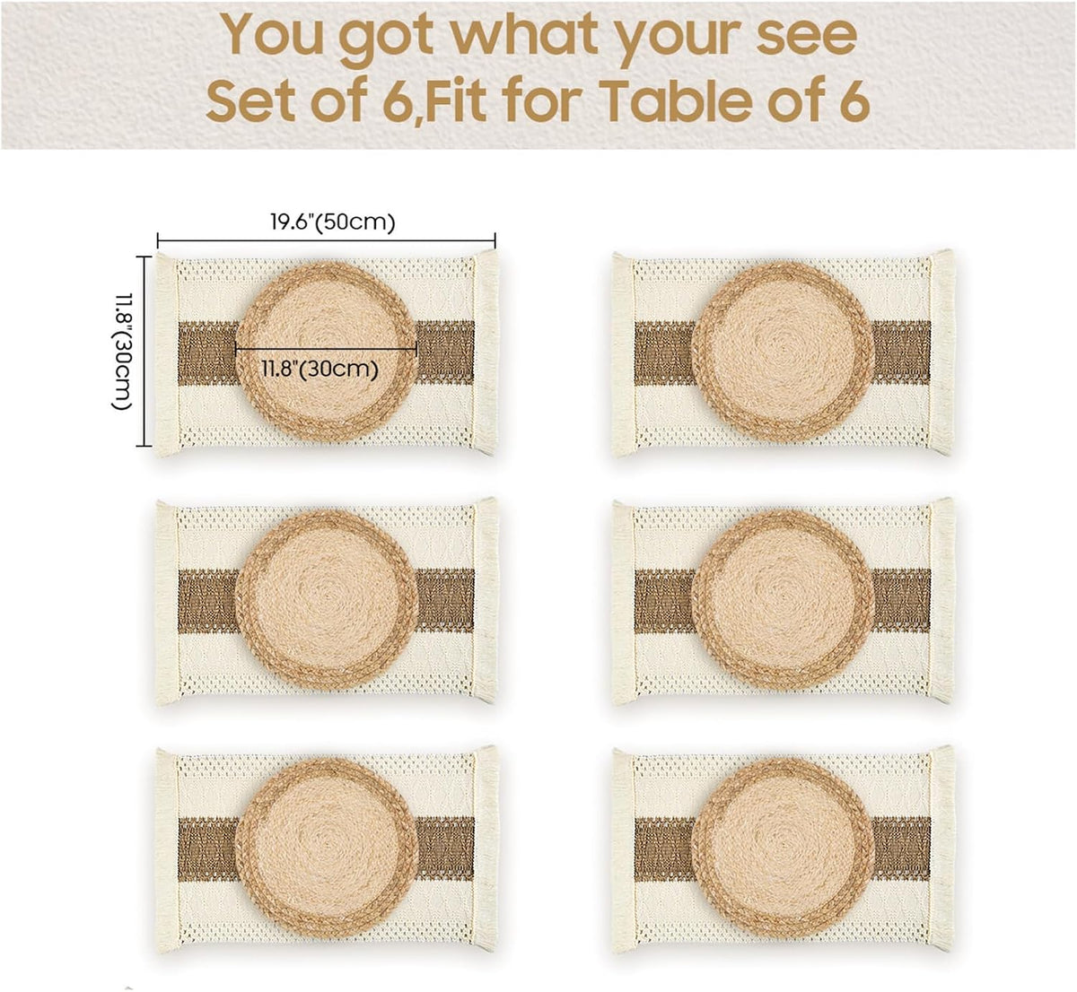 Placemats Set of 6 with 6 PCs Round Placemats and 6 PCs Table Mats – detail