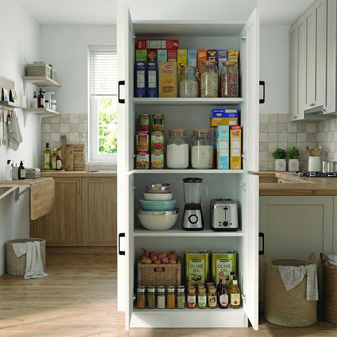 Pantry Cabinet 71" Tall White Freestanding Storage Cupboard with Doors