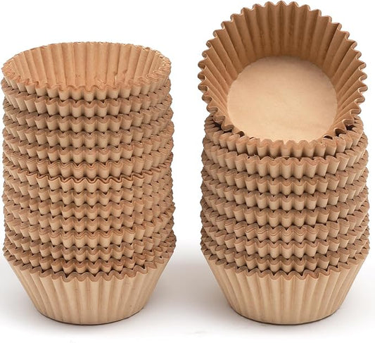 qiqee 600pcs Natural Cupcake Liners Muffin Linner No Smell, Food Grade Brown Baking Cups（Standard Size）