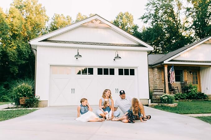 Steel Lighting Co. Gardena Barn Light | Outdoor Wall Mounted | 16" Dome | 23" Gooseneck | Farmhouse Light Made in America | Black Exterior/White Interior