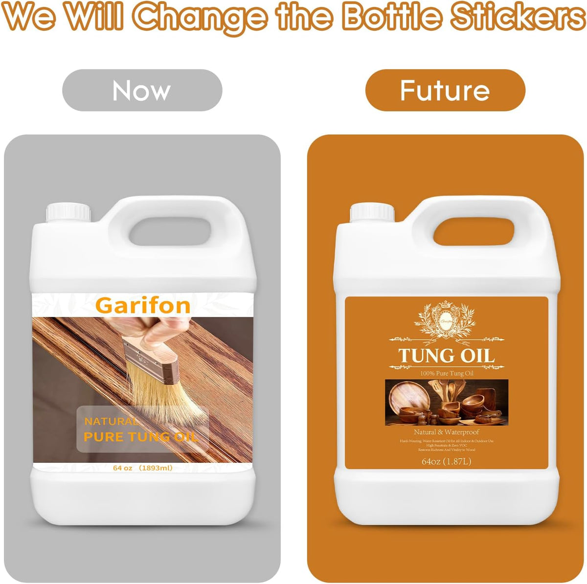 64 OZ 100% Pure Tung Oil for Outdoor Furniture & Indoor Wood - Food Grade – size reference
