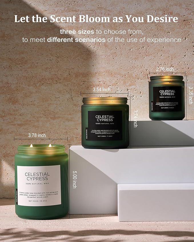 Jar Candle, Celestial Cypress Scent, 19.4 oz Soy Blend