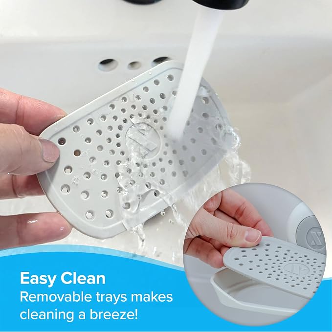 Soap Dish with Strong Suction Cup, Removable Tray, White Plastic