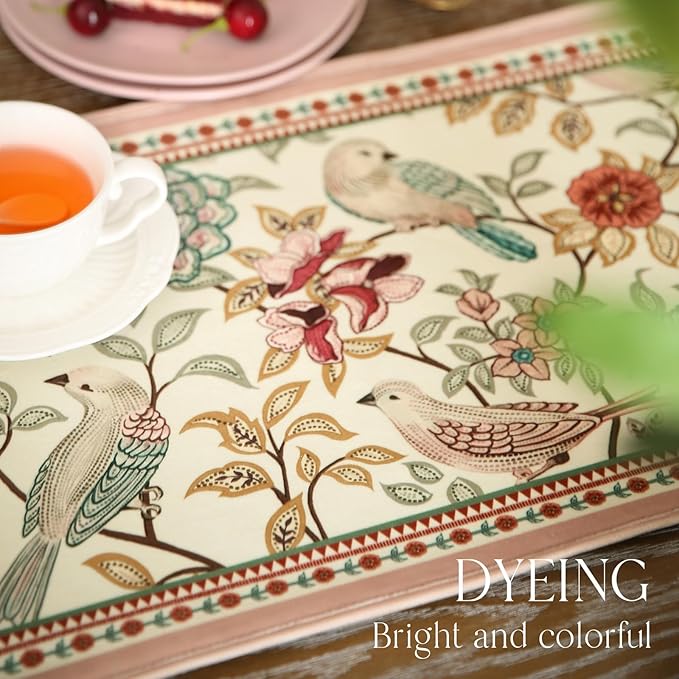 Table Runner, 12 x 118 Inch Cullom Velvet Floral Polyester