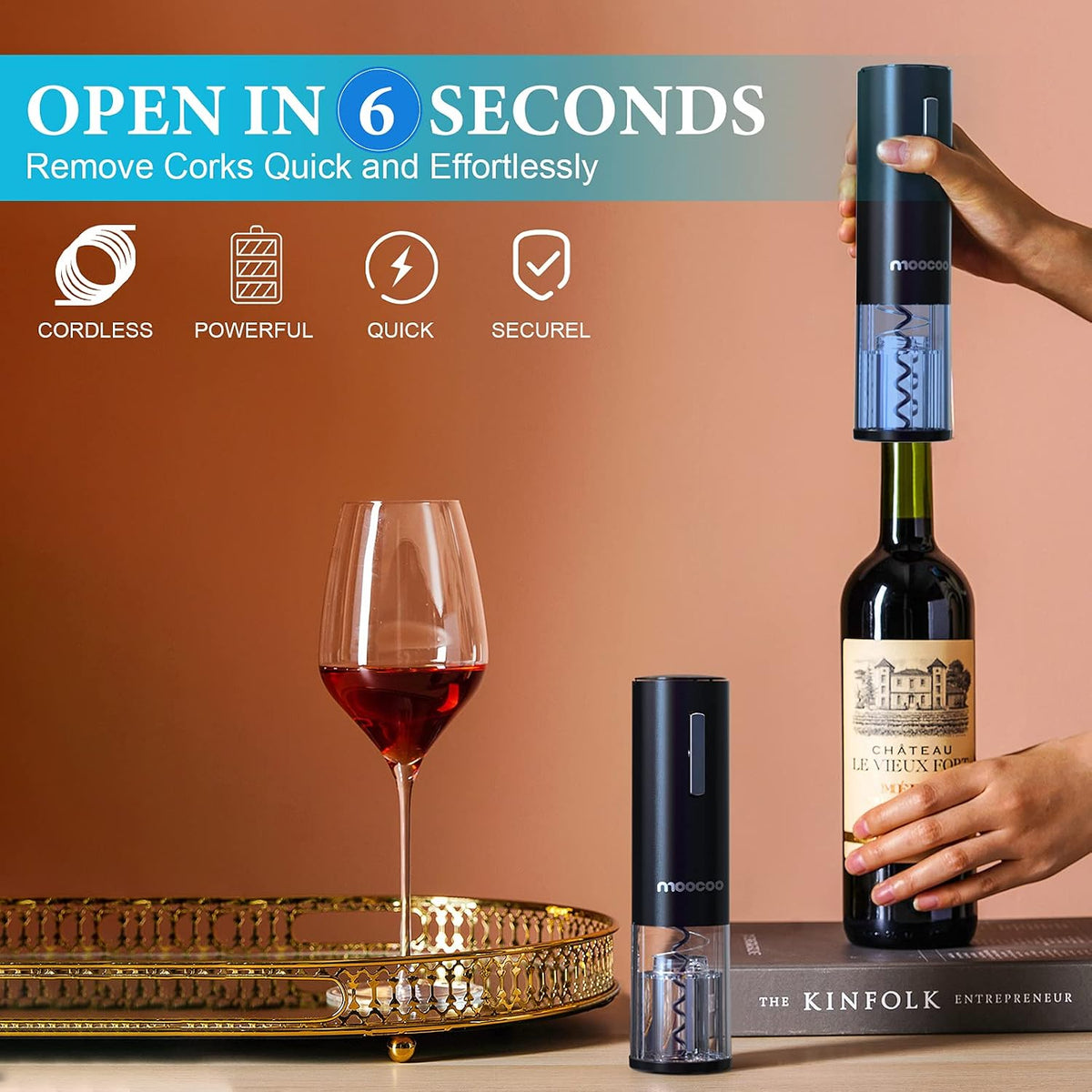 Electric Wine Opener with Charging Base, Cordless Electric Wine Bottle Opener – close-up