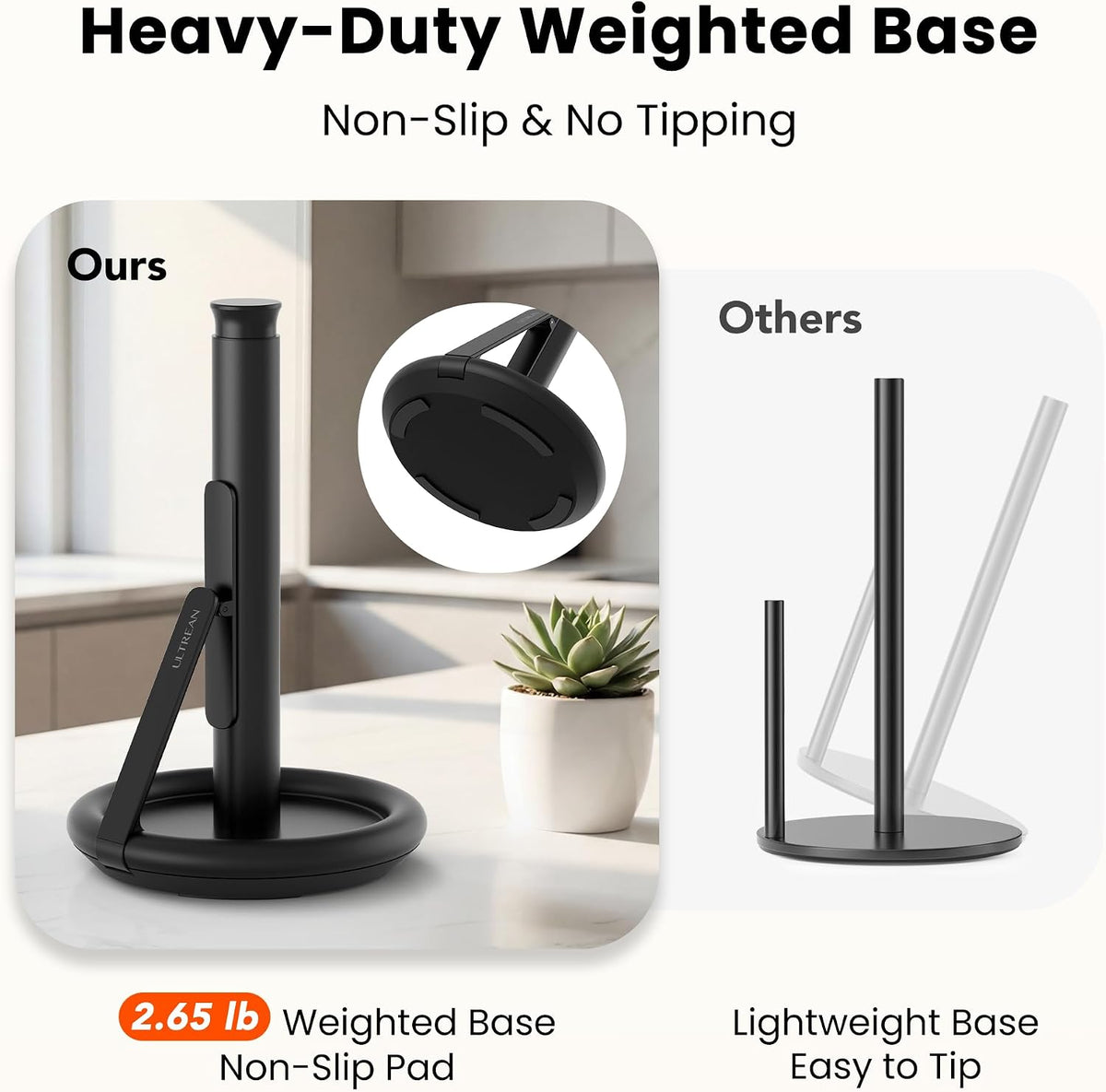 Paper Towel Holder with Spray Bottle, Countertop Freestanding Paper Towel – detail